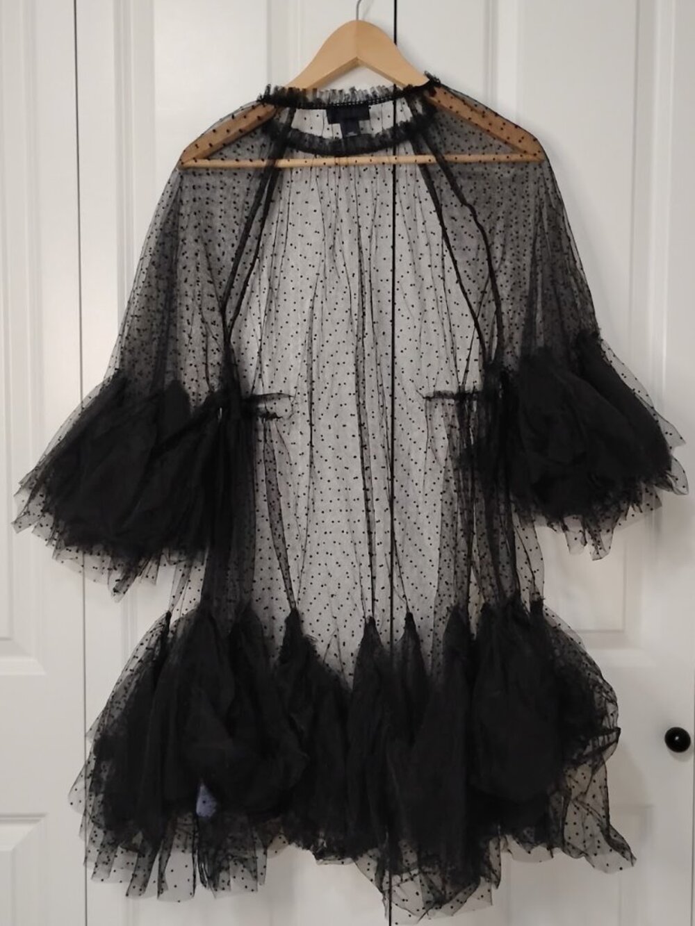Maeve By Anthropologie Women's Black Polk Dot Mini Tulle Layer Dress Size L/XL - Picture 3 of 9